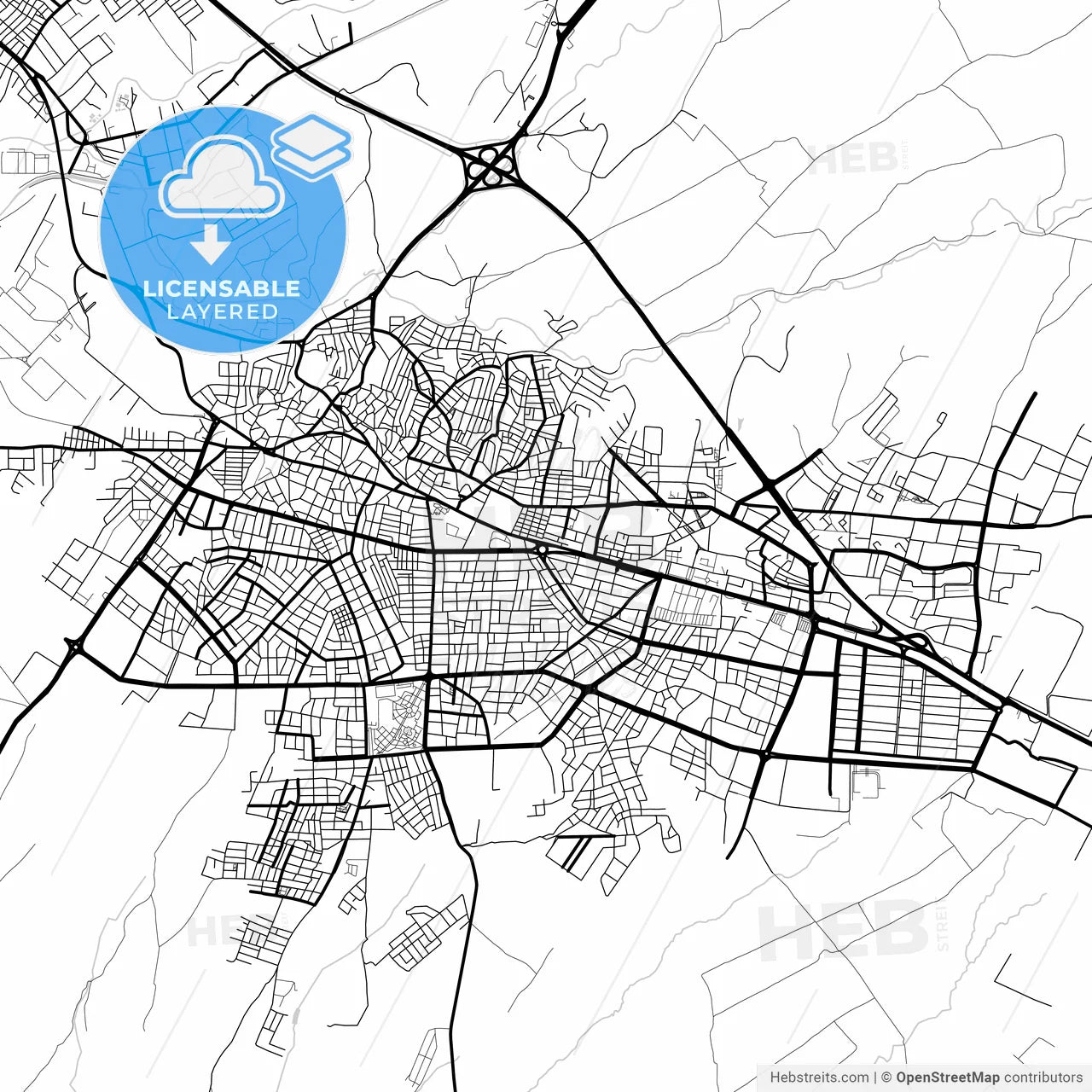 Layered PDF map of Çorlu, Tekirdağ, Turkey