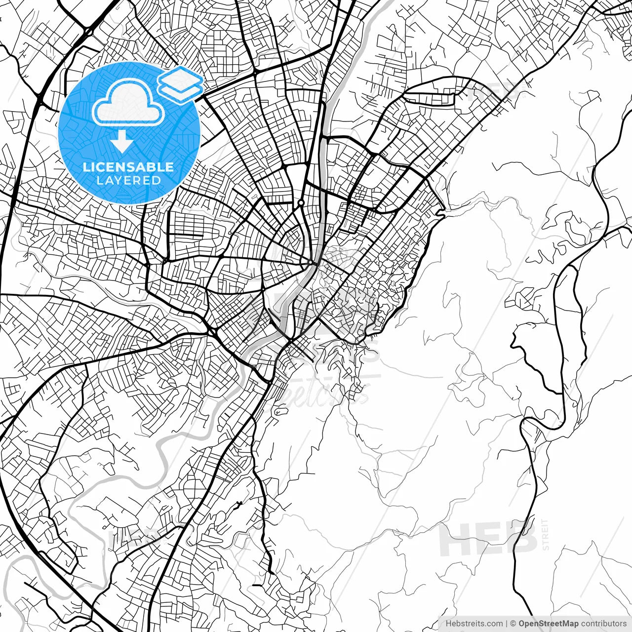 Layered PDF map of Antakya, Hatay, Turkey