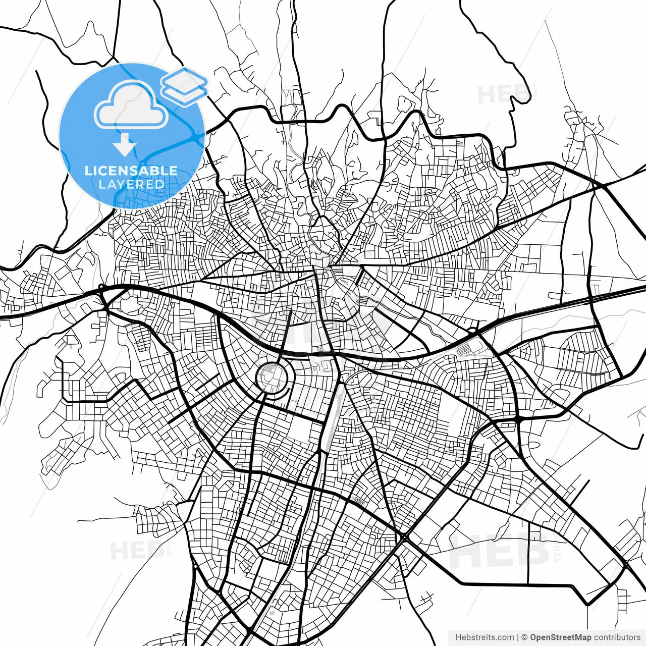 Layered PDF map of Uşak, Uşak, Turkey