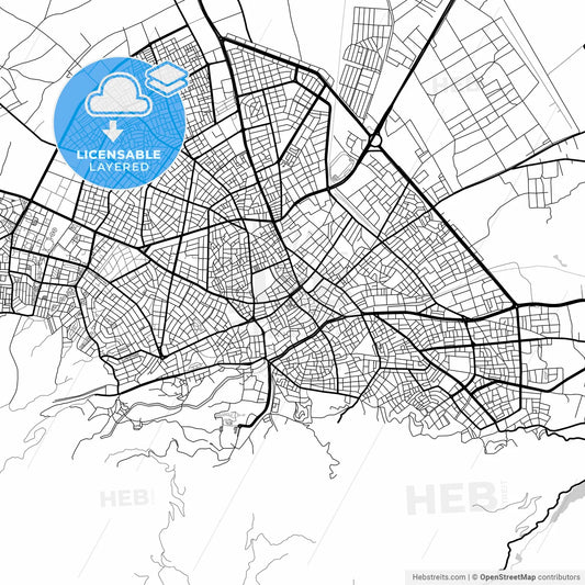 Layered PDF map of Isparta, Isparta, Turkey