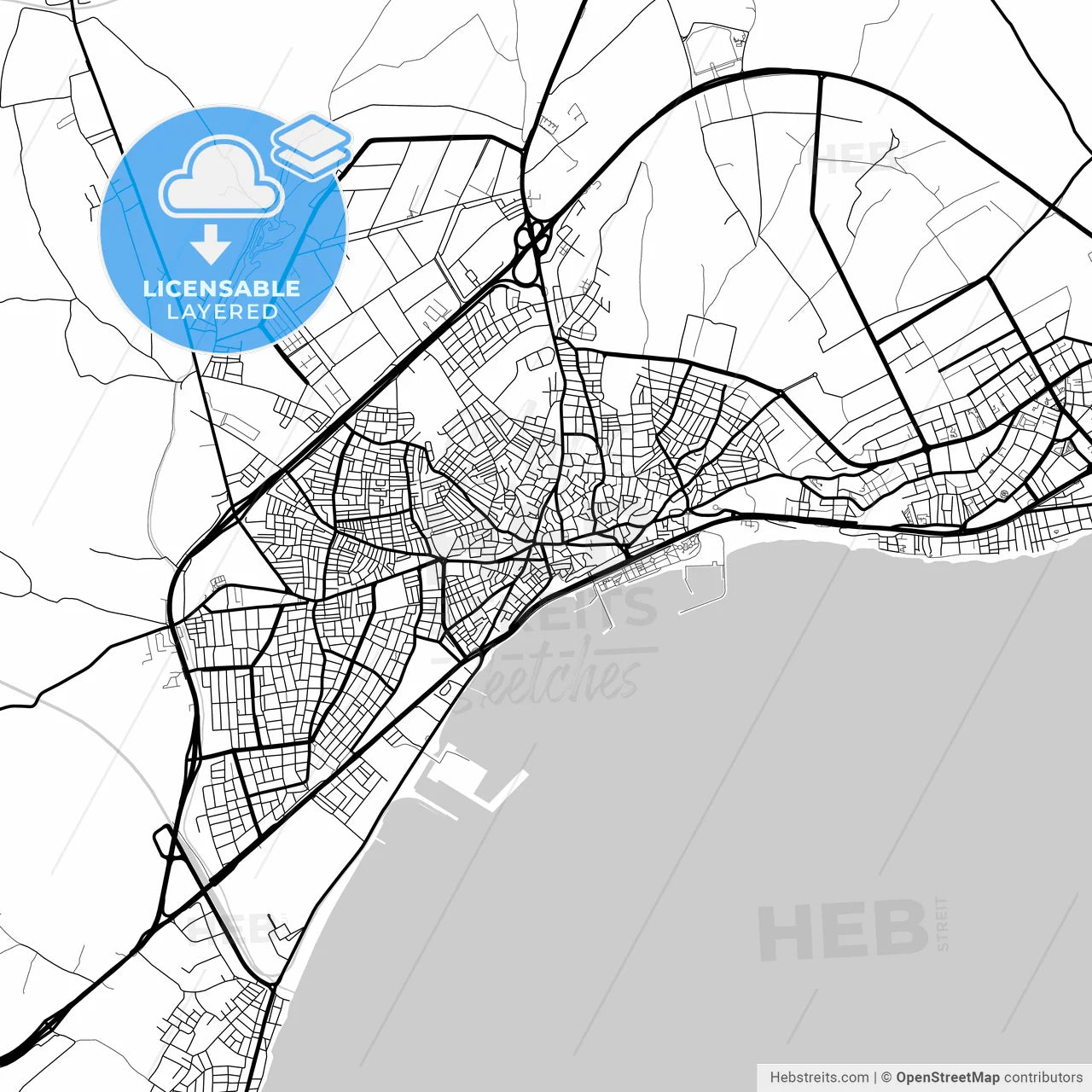 Layered PDF map of Tekirdağ, Tekirdağ, Turkey