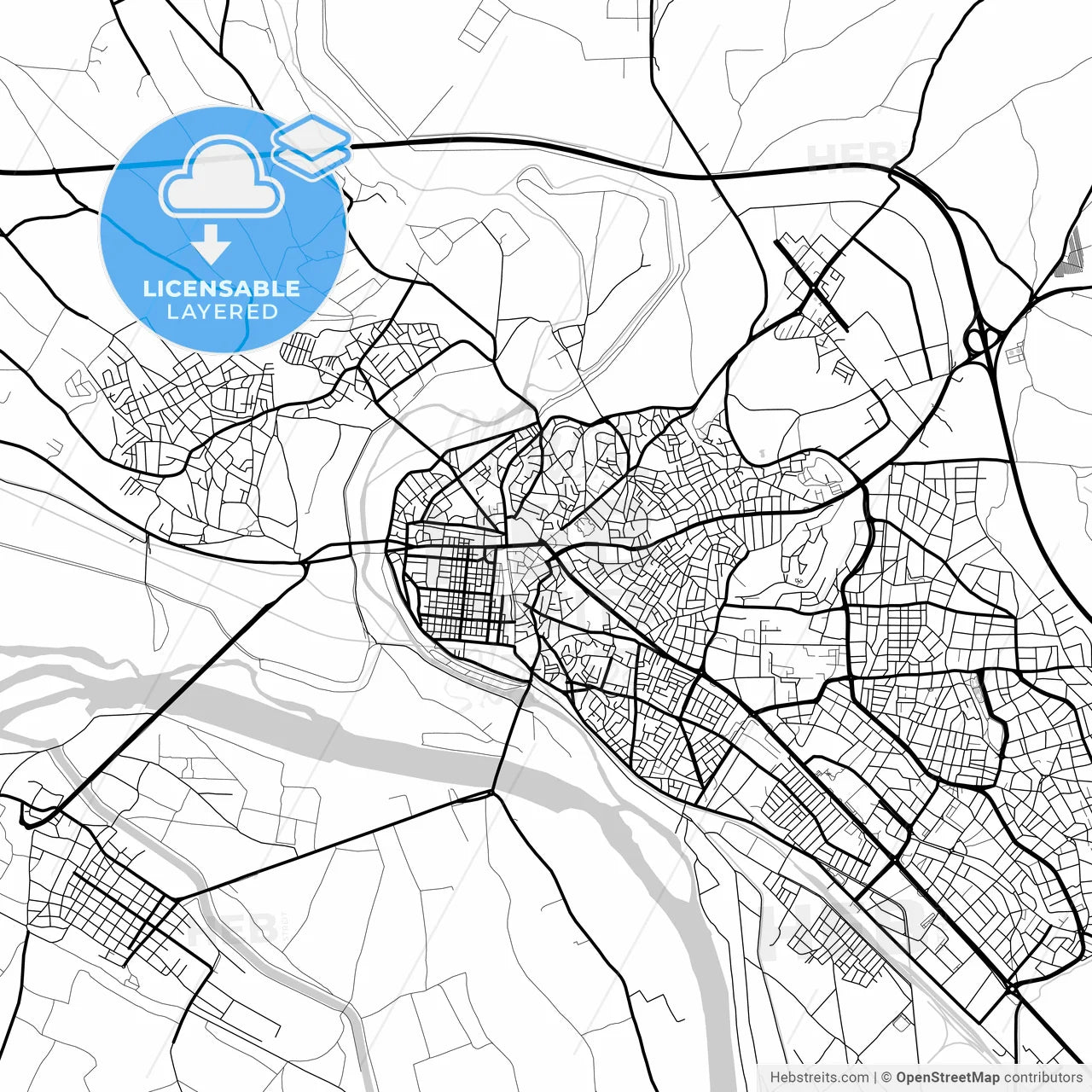 Layered PDF map of Edirne, Edirne, Turkey