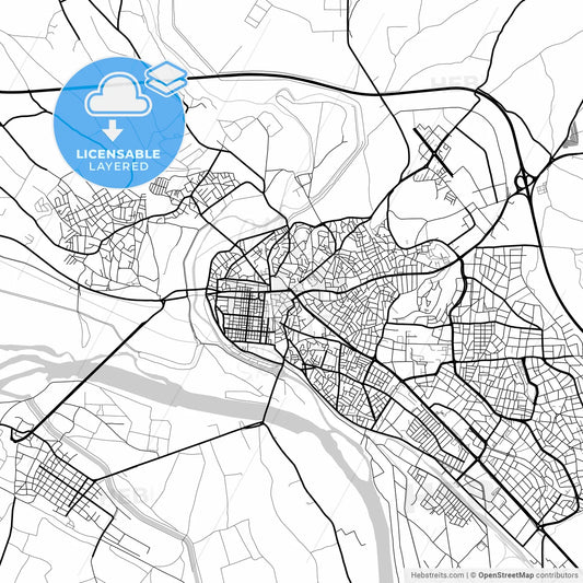 Layered PDF map of Edirne, Edirne, Turkey