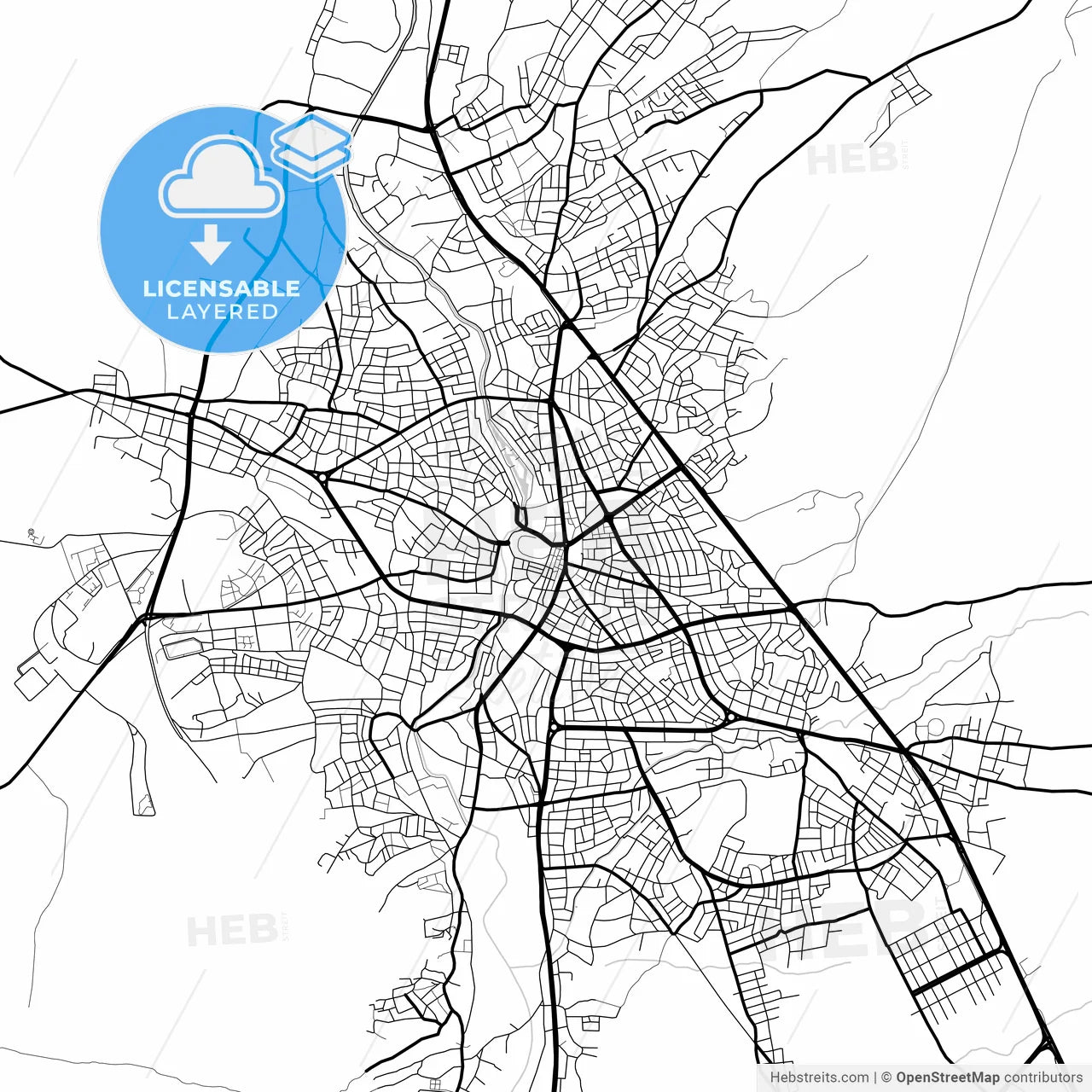 Layered PDF map of Kırşehir, Kırşehir, Turkey