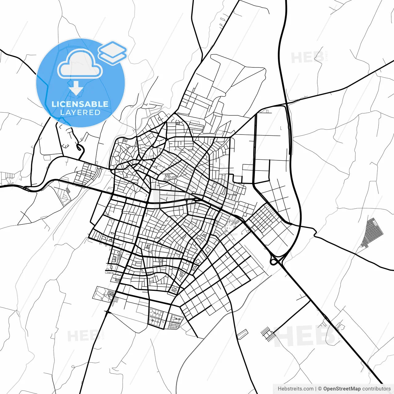 Layered PDF map of Lüleburgaz, Kırklareli, Turkey