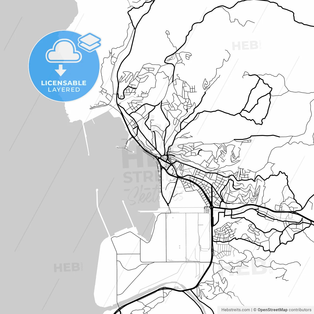 Layered PDF map of Karadeniz Ereğli, Zonguldak, Turkey