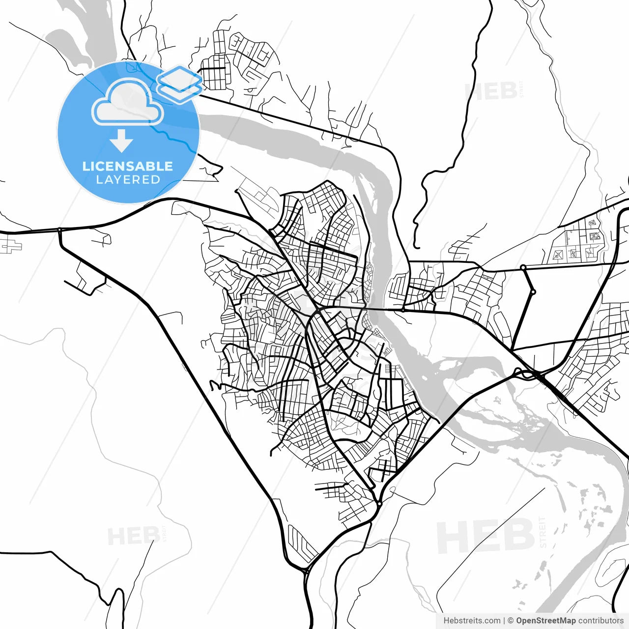 Layered PDF map of Cizre, Şırnak, Turkey