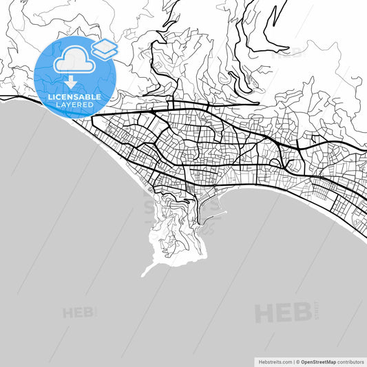 Layered PDF map of Alanya, Antalya, Turkey