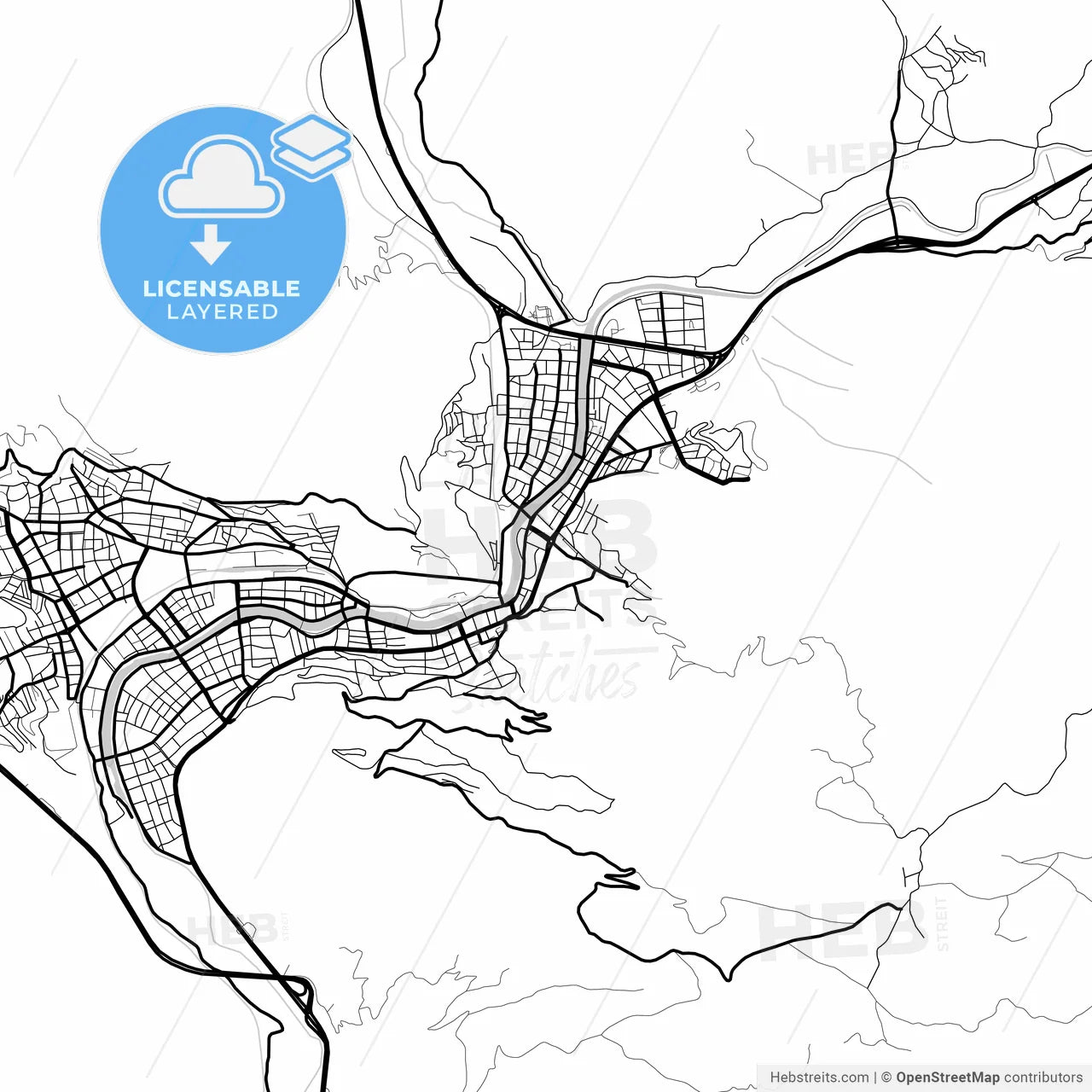Layered PDF map of Amasya, Amasya, Turkey