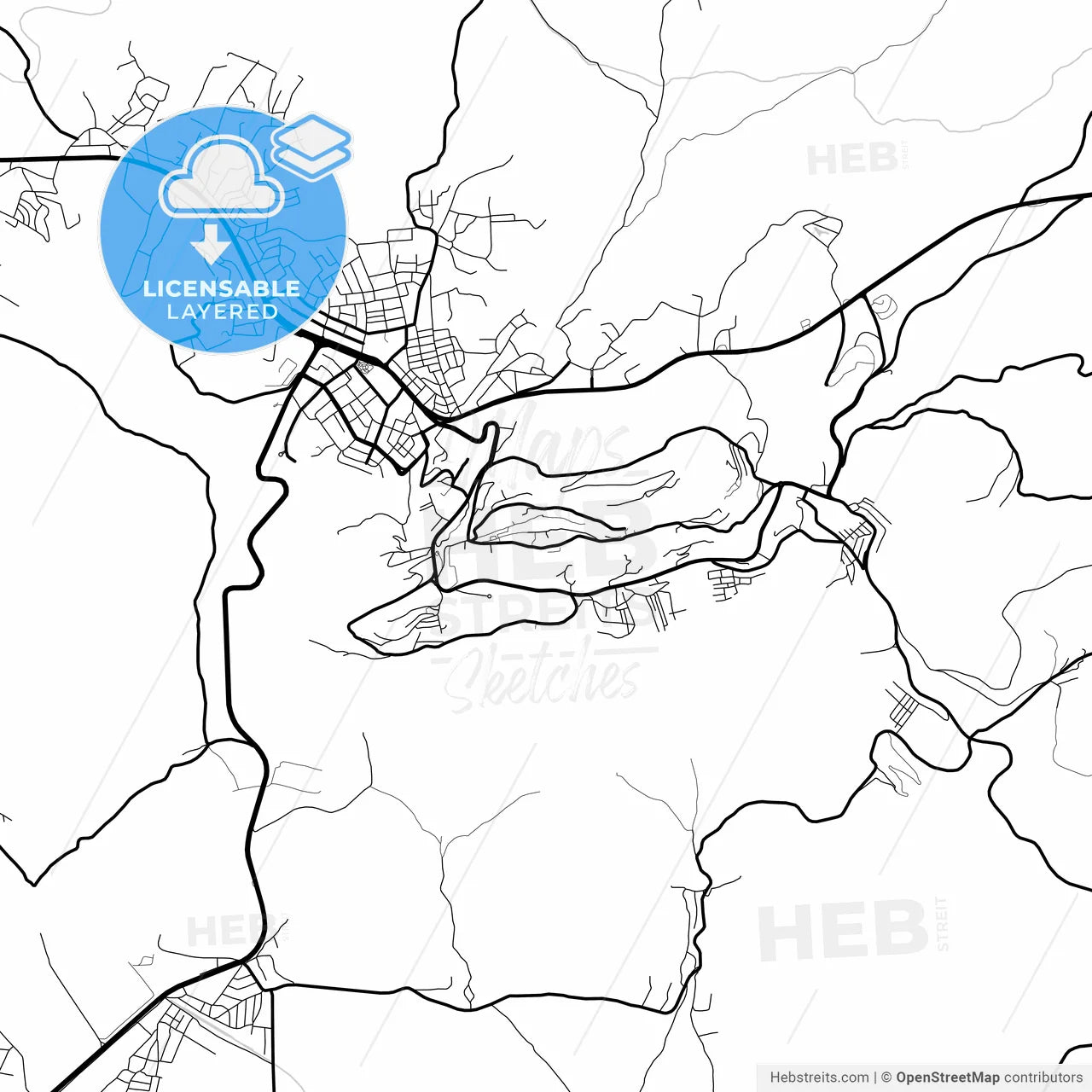 Layered PDF map of Mardin, Mardin, Turkey