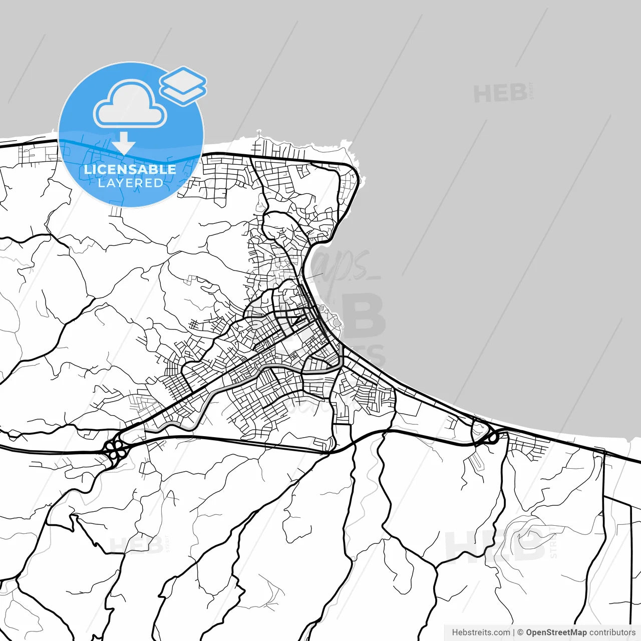 Layered PDF map of Ünye, Ordu, Turkey