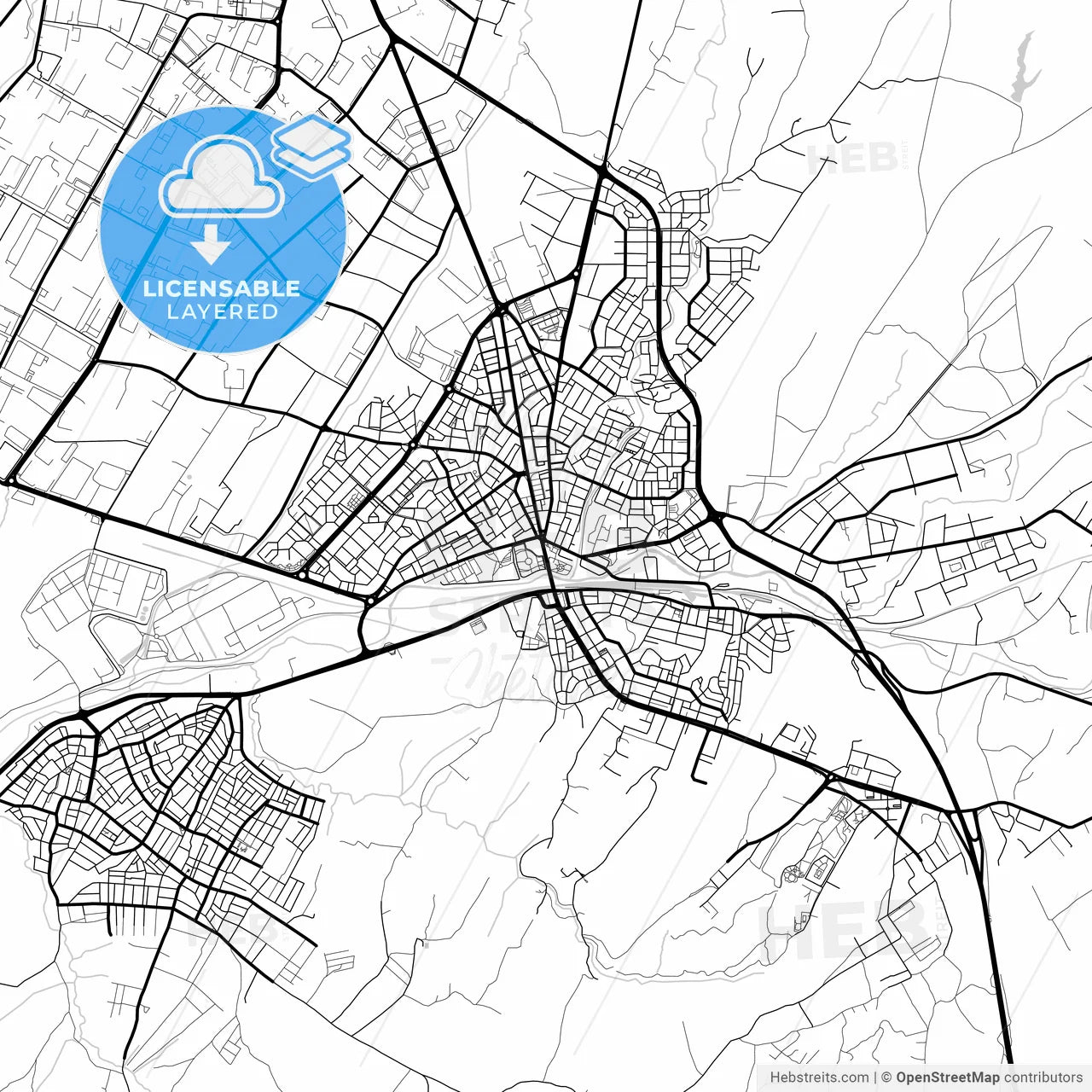 Layered PDF map of Çerkezköy, Tekirdağ, Turkey