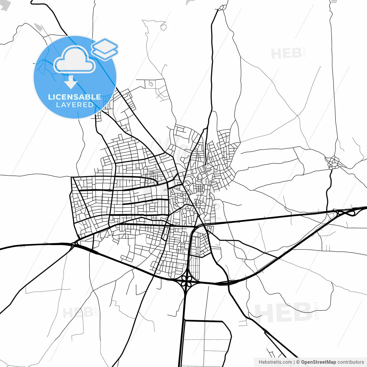 Layered PDF map of Merzifon, Amasya, Turkey