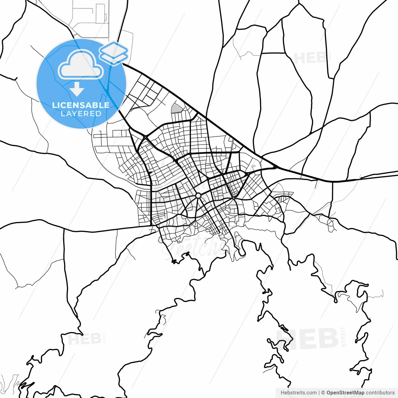 Layered PDF map of Tire, İzmir, Turkey