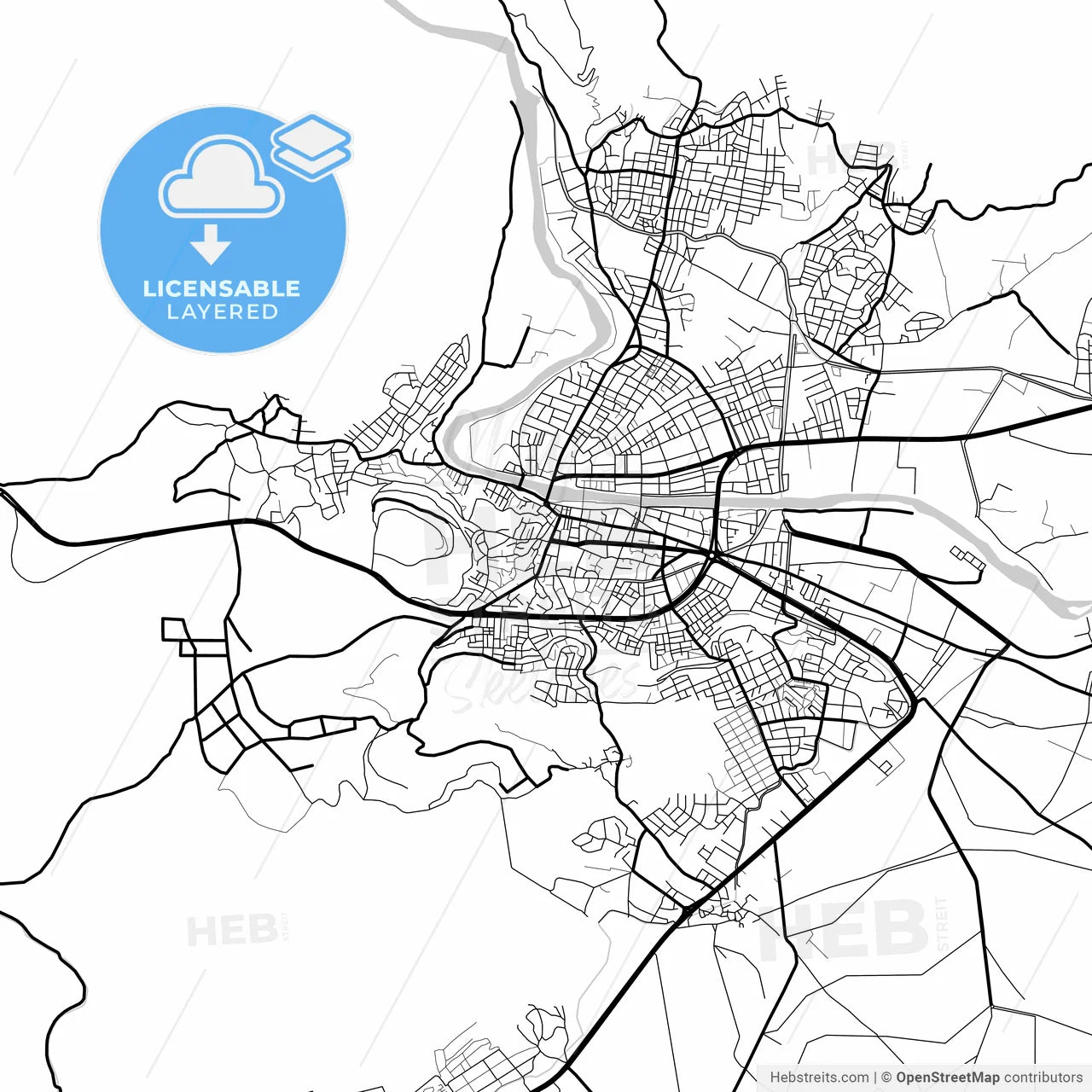 Layered PDF map of Silifke, Mersin, Turkey