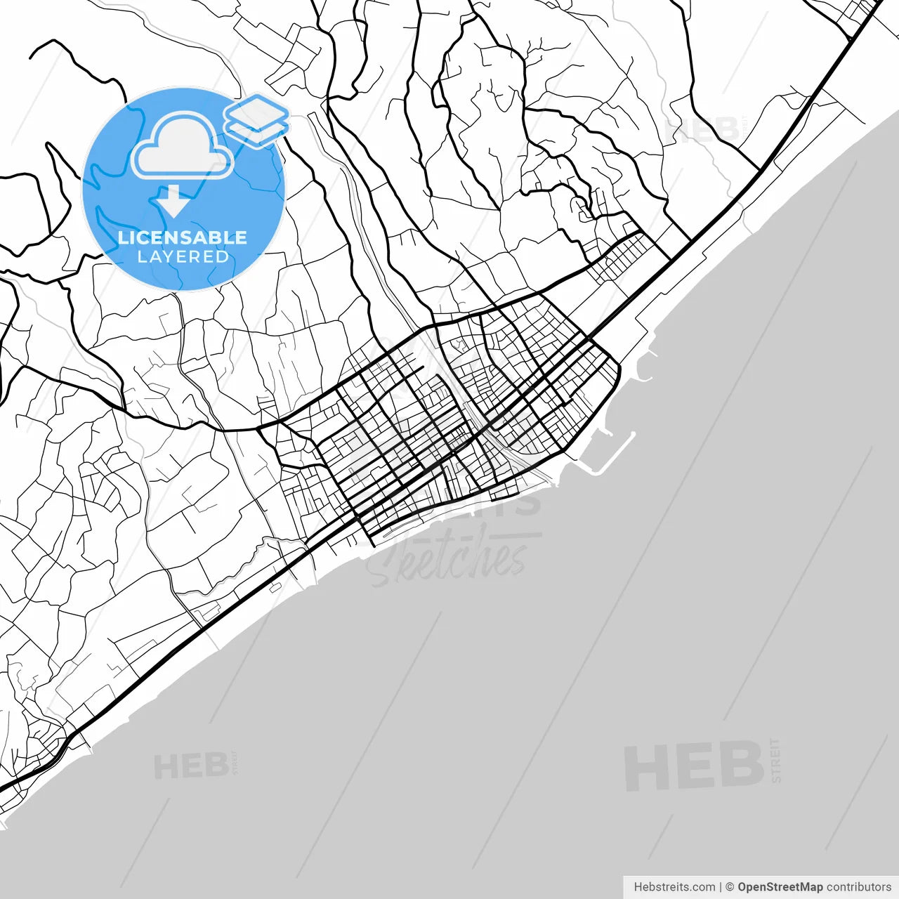 Layered PDF map of Erdemli, Mersin, Turkey