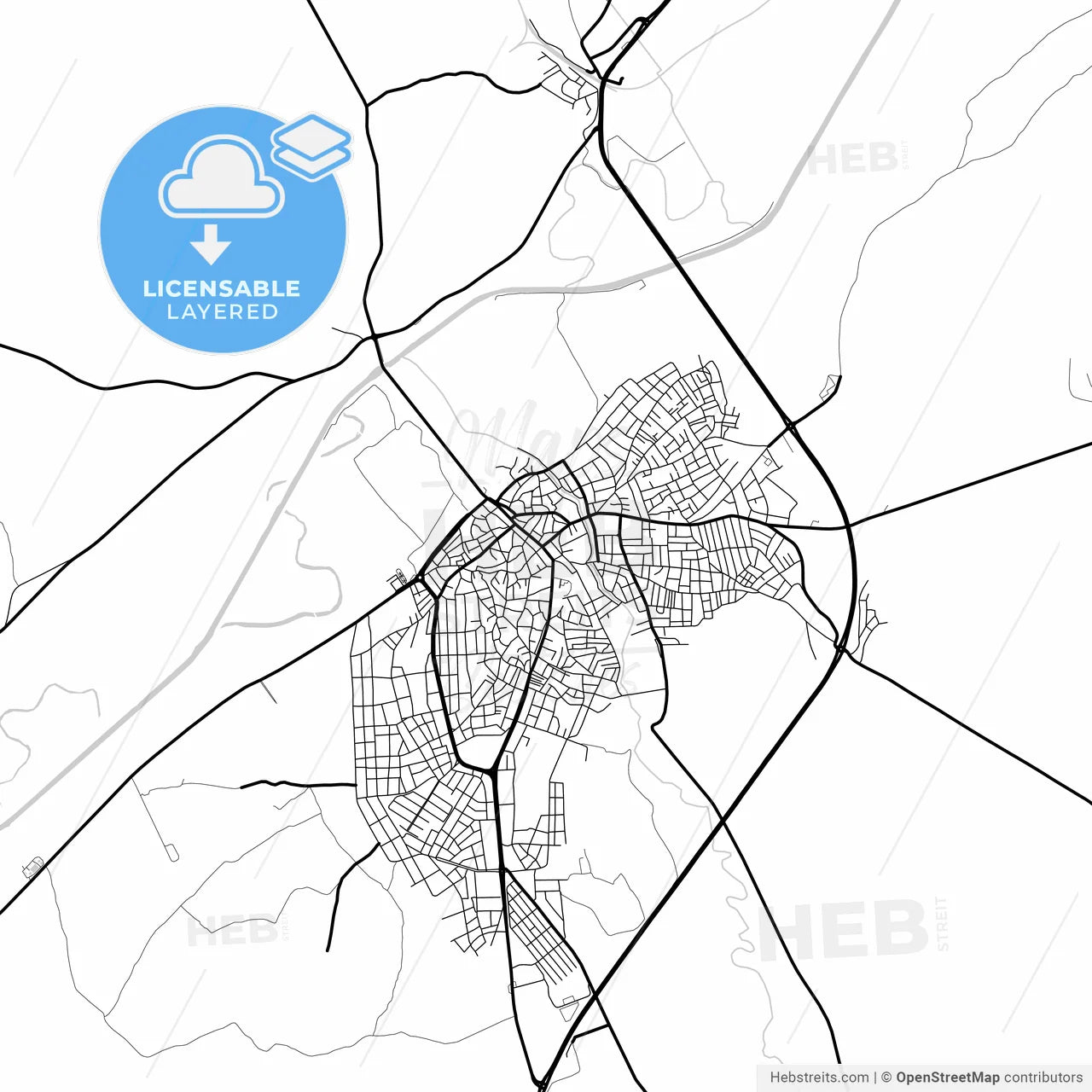 Layered PDF map of Uzunköprü, Edirne, Turkey