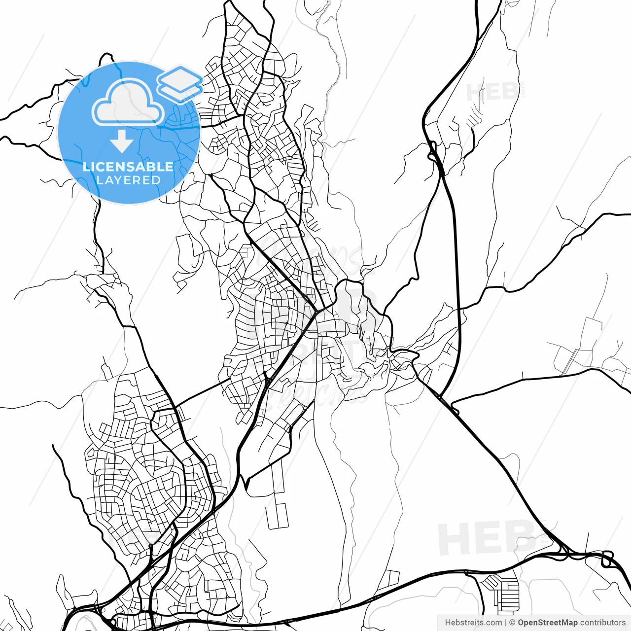Layered PDF map of Safranbolu, Karabük, Turkey