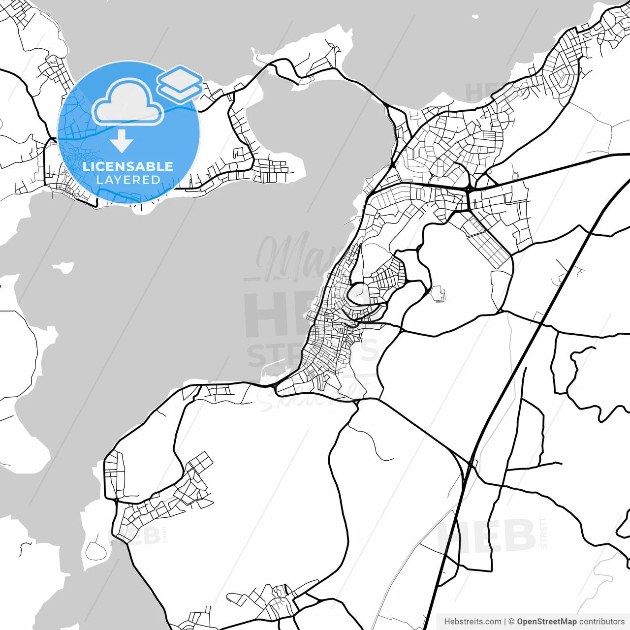 Layered PDF map of Ayvalık, Balıkesir, Turkey