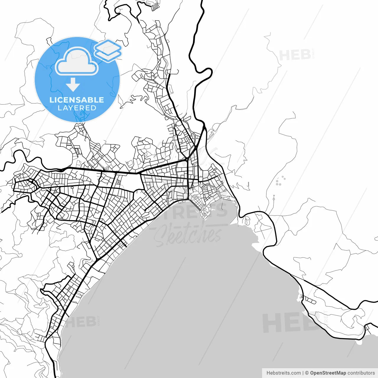 Layered PDF map of Marmaris, Muğla, Turkey