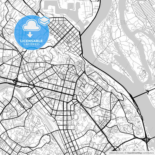 Layered PDF map of Kyiv, Kyiv, Ukraine