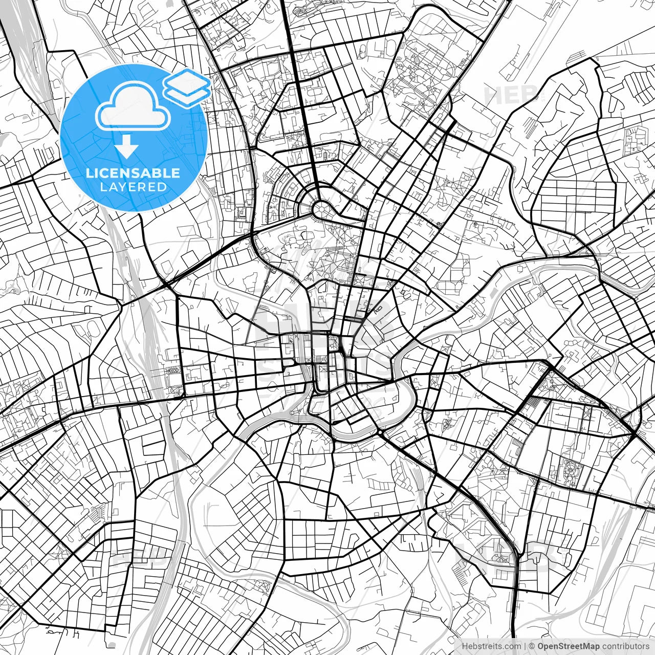 Layered PDF map of Kharkiv, Kharkiv Oblast, Ukraine