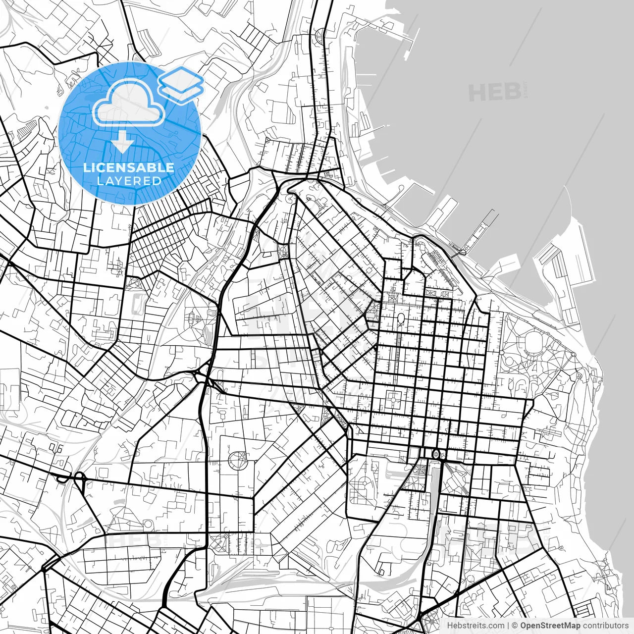 Layered PDF map of Odessa, Odessa Oblast, Ukraine