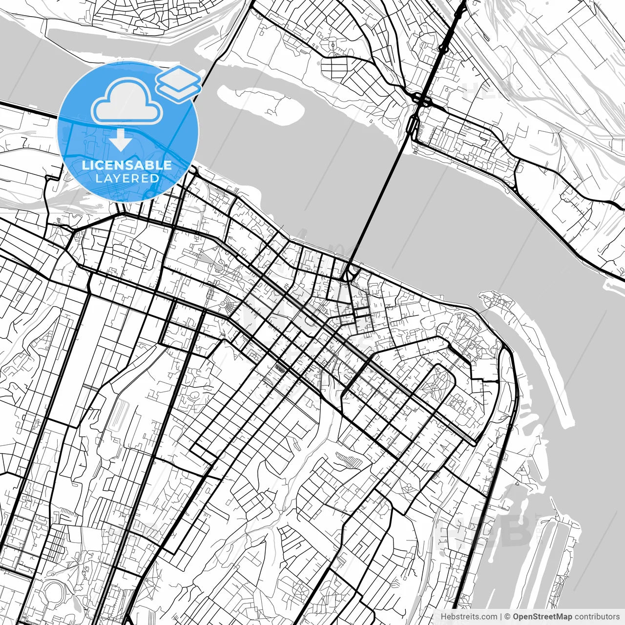 Layered PDF map of Dnipro, Dnipropetrovsk Oblast, Ukraine