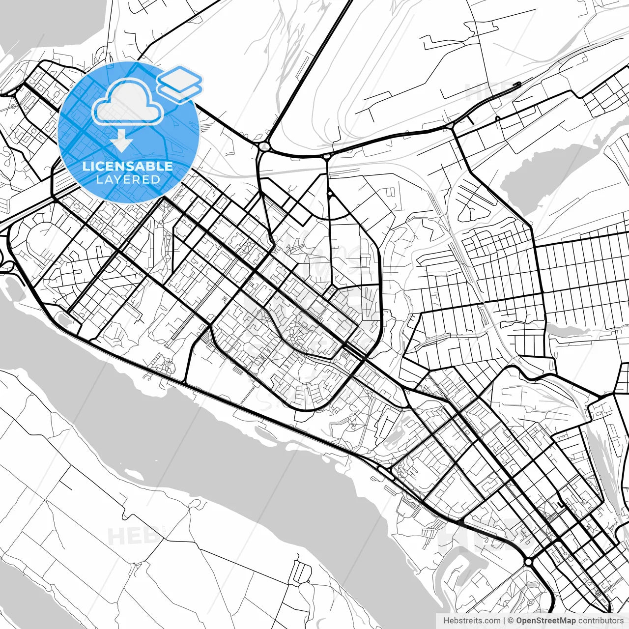 Layered PDF map of Zaporizhia, Zaporizhia Oblast, Ukraine