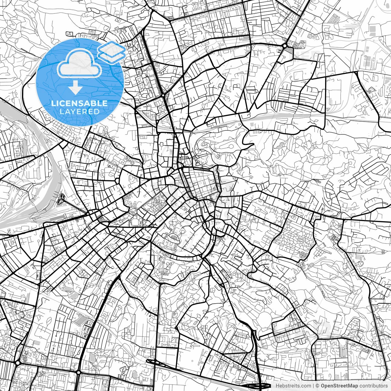 Layered PDF map of Lviv, Lviv Oblast, Ukraine