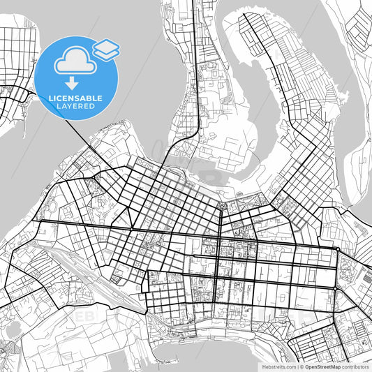 Layered PDF map of Mykolaiv, Mykolaiv Oblast, Ukraine