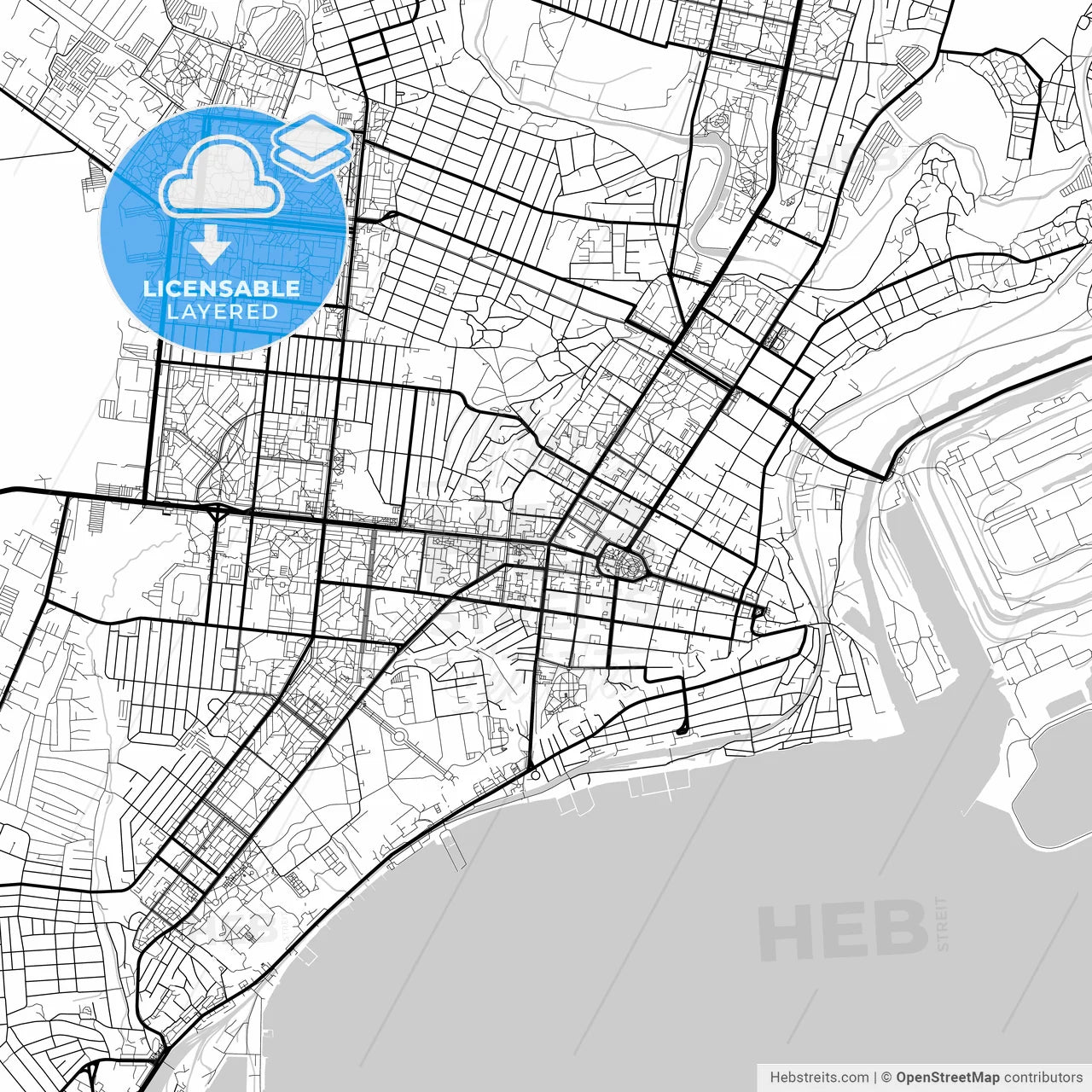 Layered PDF map of Mariupol, Donetsk Oblast, Ukraine