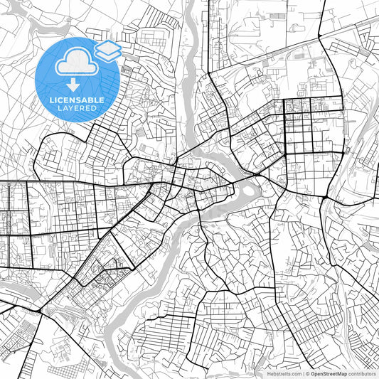 Layered PDF map of Vinnytsia, Vinnytsia Oblast, Ukraine