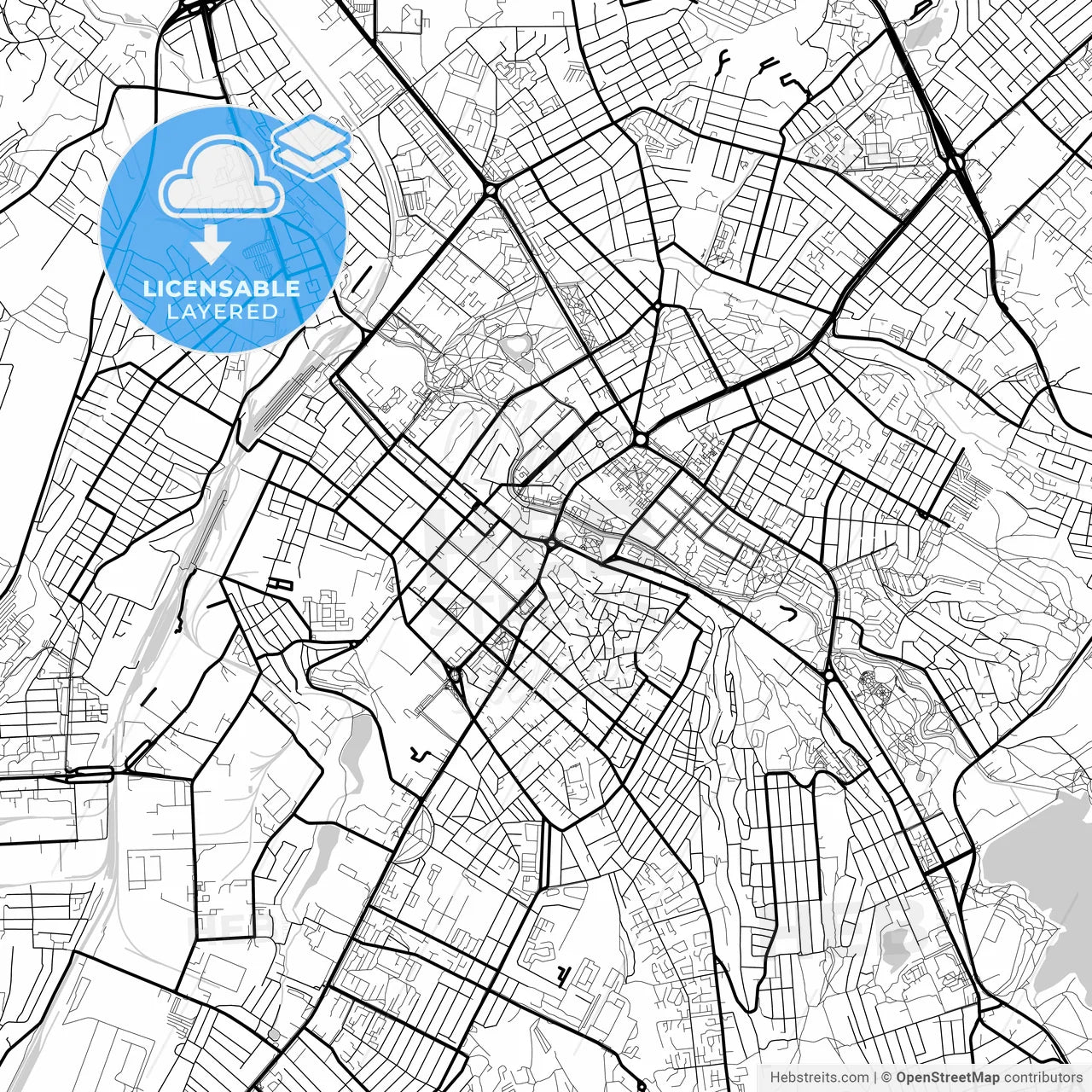 Layered PDF map of Simferopol, Crimea, Ukraine