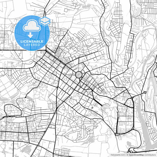 Layered PDF map of Poltava, Poltava Oblast, Ukraine