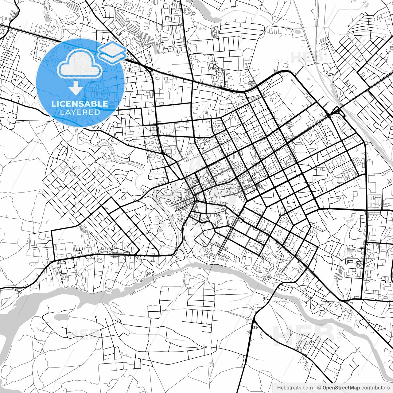 Layered PDF map of Zhytomyr, Zhytomyr Oblast, Ukraine