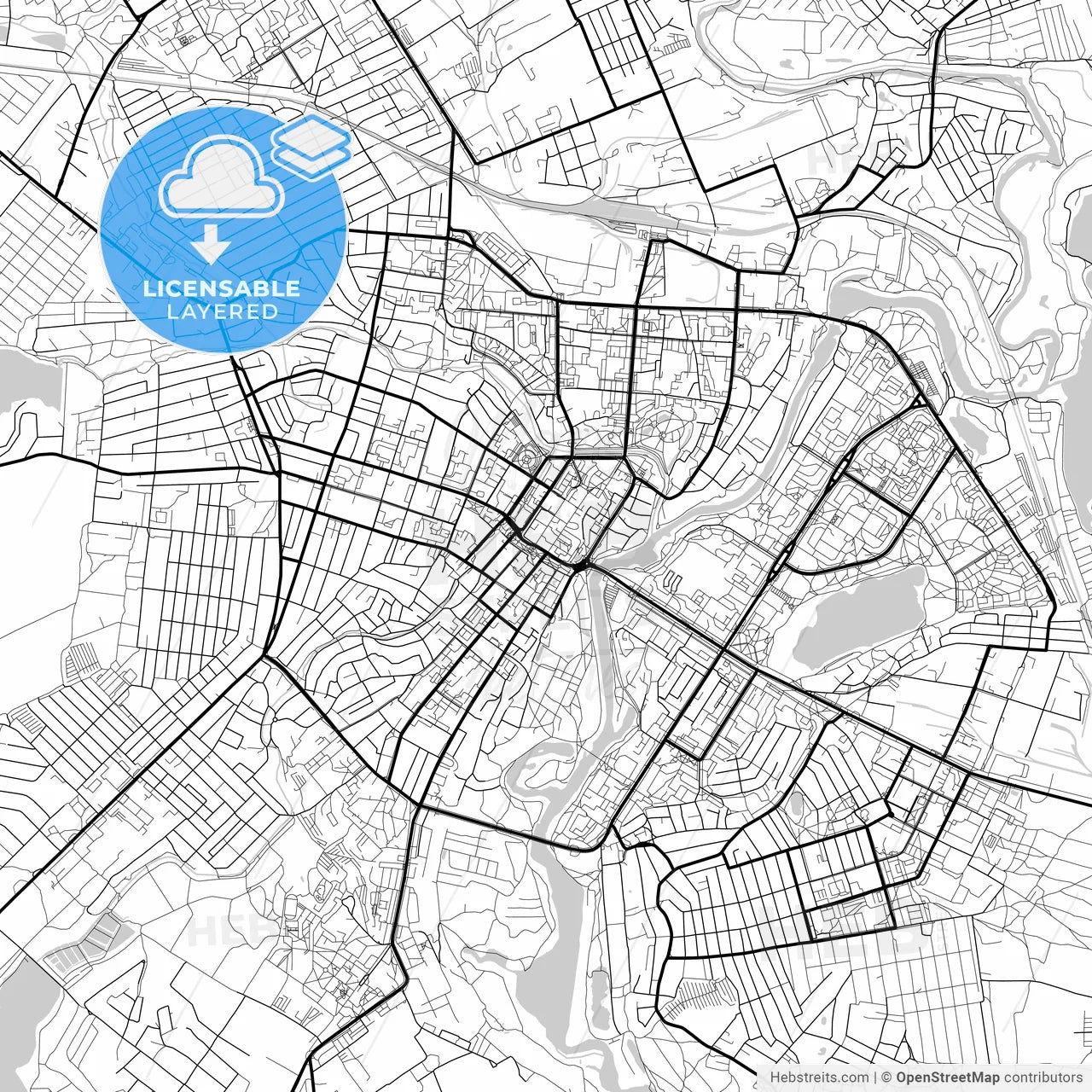 Layered PDF map of Sumy, Sumy Oblast, Ukraine