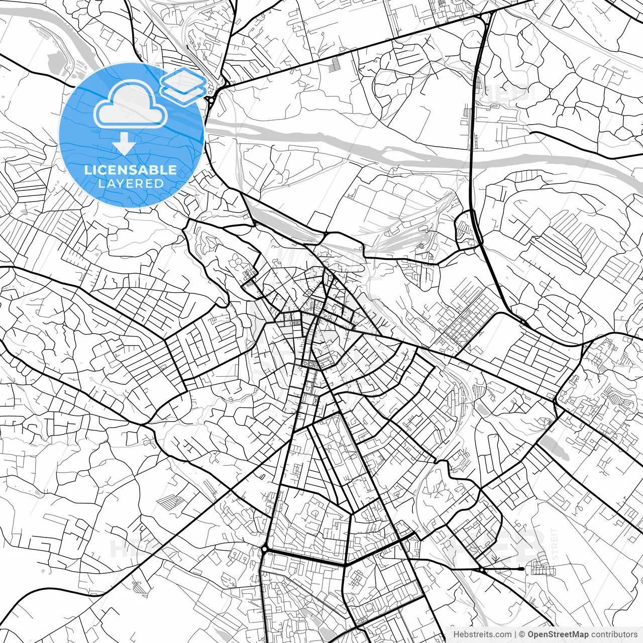 Layered PDF map of Chernivtsi, Chernivtsi Oblast, Ukraine