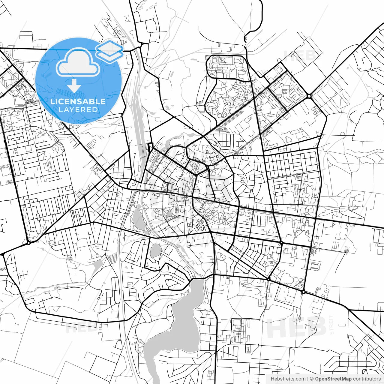 Layered PDF map of Rivne, Rivne Oblast, Ukraine