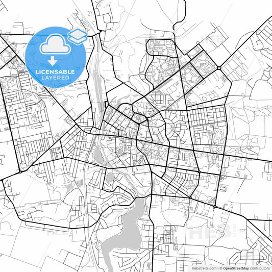 Layered PDF map of Rivne, Rivne Oblast, Ukraine