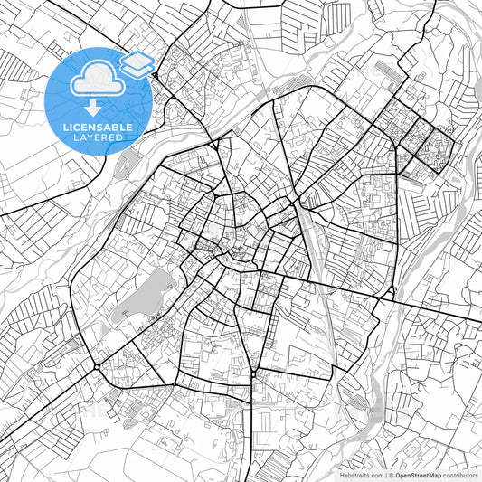 Layered PDF map of Ivano-Frankivsk, Ivano-Frankivsk Oblast, Ukraine