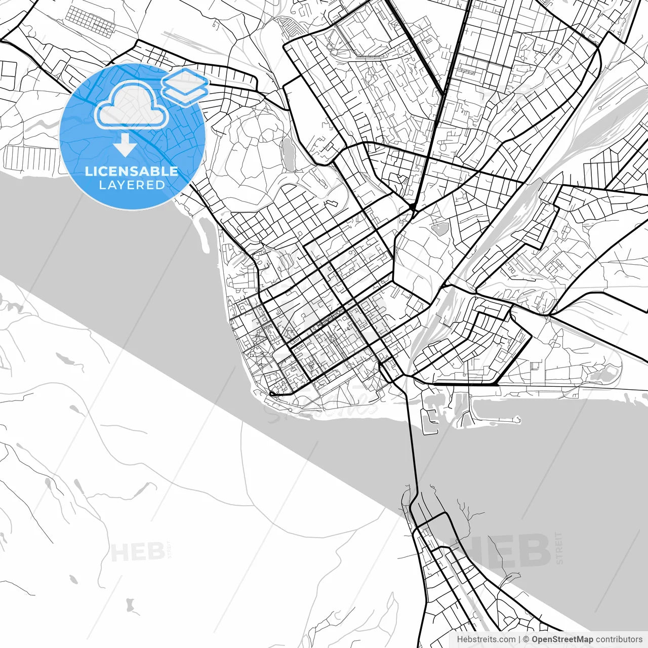 Layered PDF map of Kremenchuk, Poltava Oblast, Ukraine