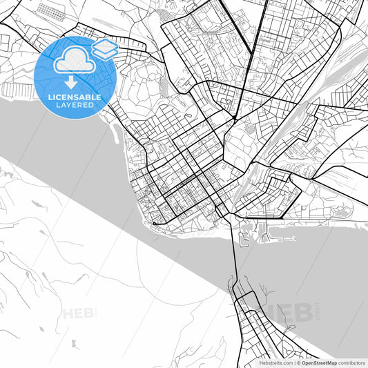 Layered PDF map of Kremenchuk, Poltava Oblast, Ukraine