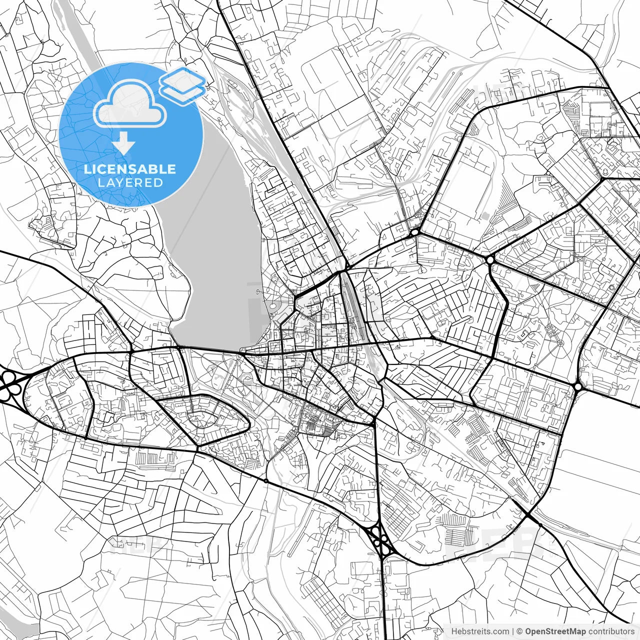 Layered PDF map of Ternopil, Ternopil Oblast, Ukraine