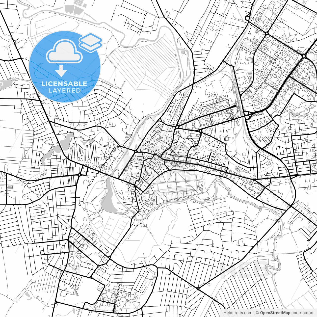 Layered PDF map of Lutsk, Volyn Oblast, Ukraine