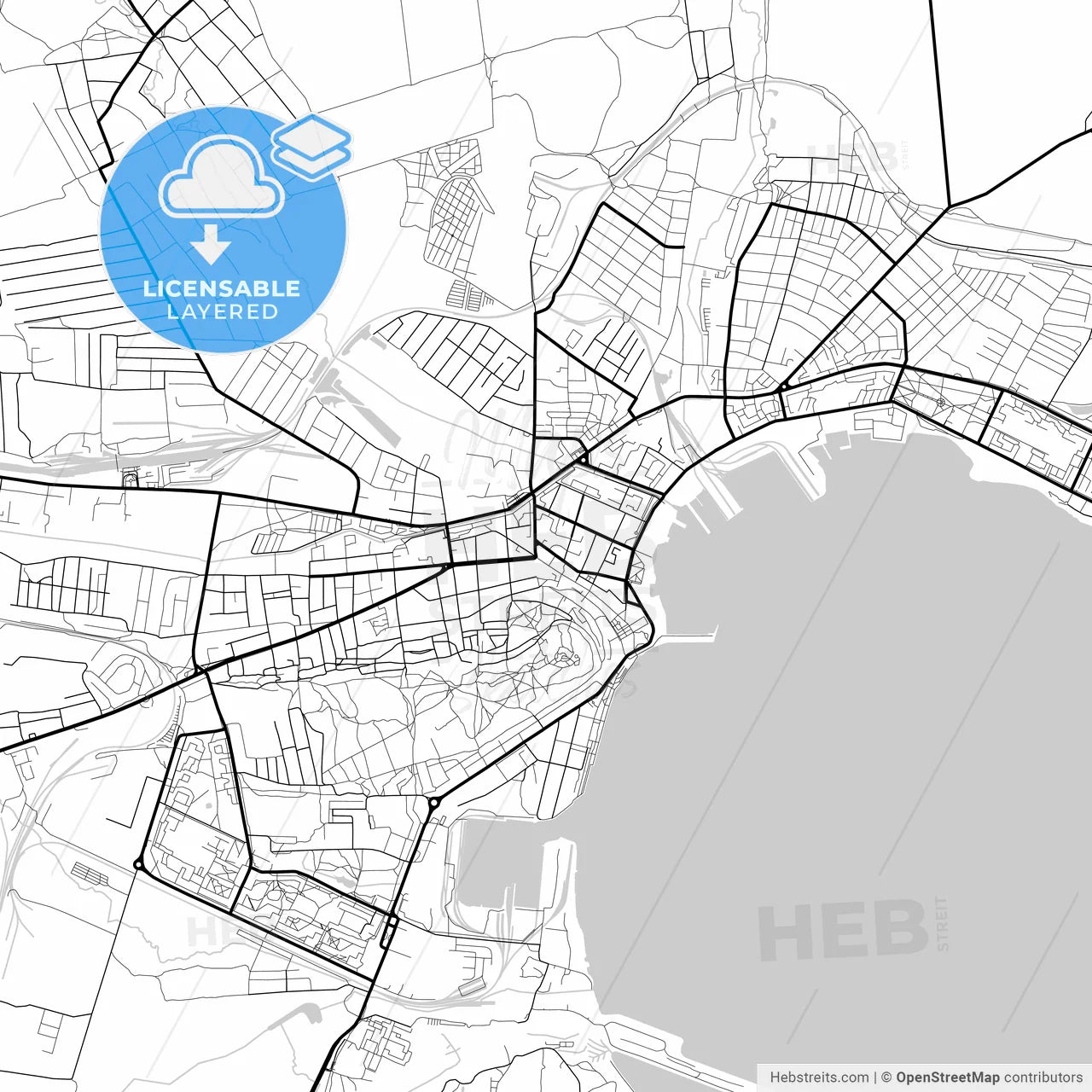 Layered PDF map of Kerch, Crimea, Ukraine