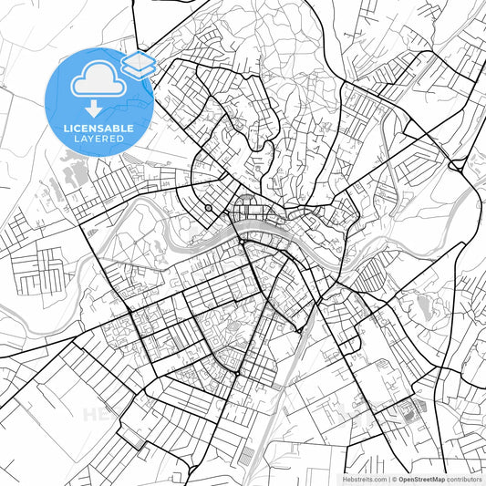 Layered PDF map of Uzhhorod, Zakarpattia Oblast, Ukraine