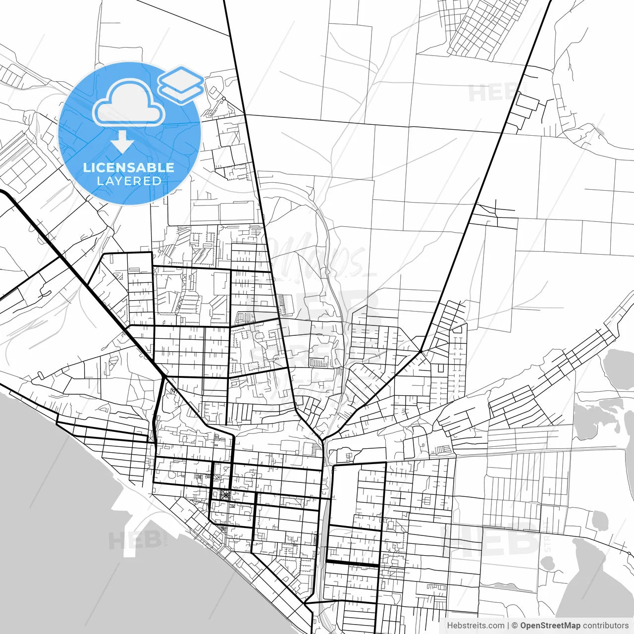 Layered PDF map of Berdiansk, Zaporizhia Oblast, Ukraine