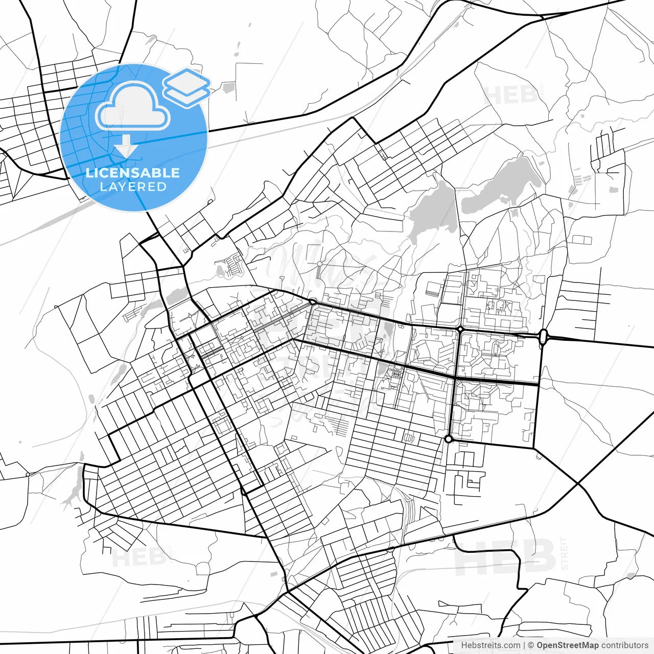 Layered PDF map of Alchevsk, Luhansk Oblast, Ukraine