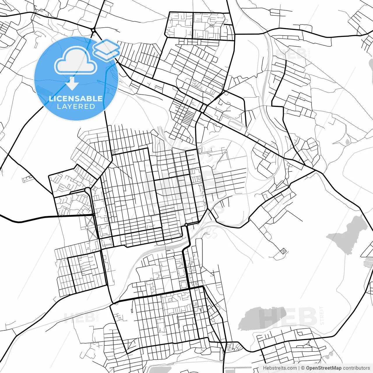 Layered PDF map of Yenakiieve, Donetsk Oblast, Ukraine